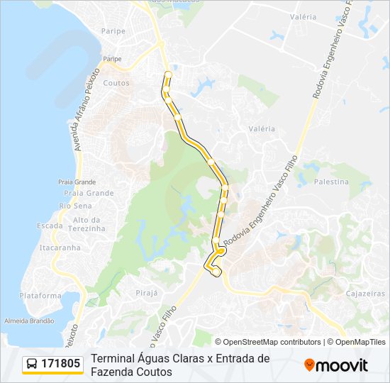 Mapa da linha 171805 de ônibus