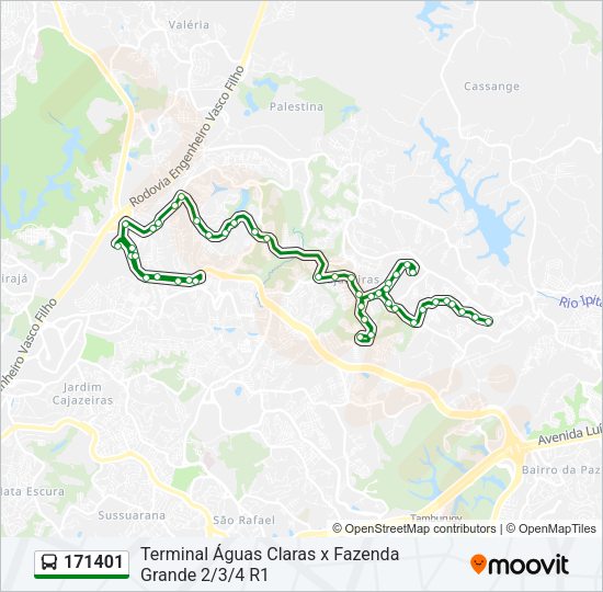 Mapa da linha 171401 de ônibus
