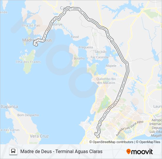 Mapa da linha 805A.URB de ônibus