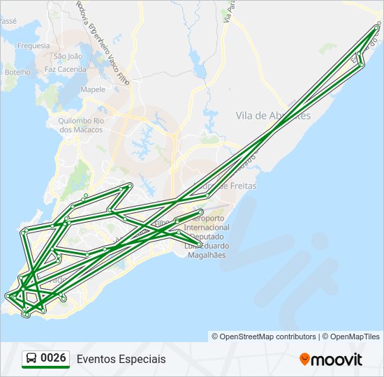 Mapa da linha 0026 de ônibus