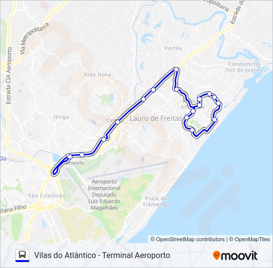 Mapa da linha 840.URB VILAS DO ATLÂNTICO - TERMINAL AEROPORTO de ônibus