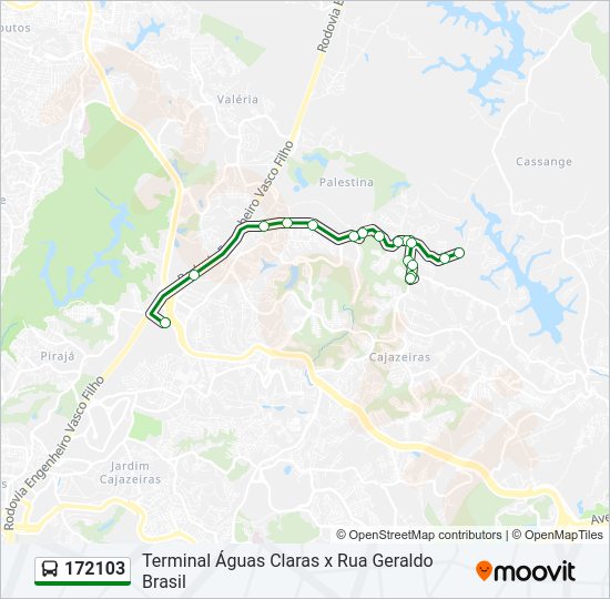 Mapa da linha 172103 de ônibus