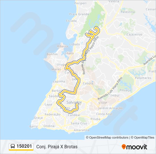 Mapa da linha 150201 de ônibus