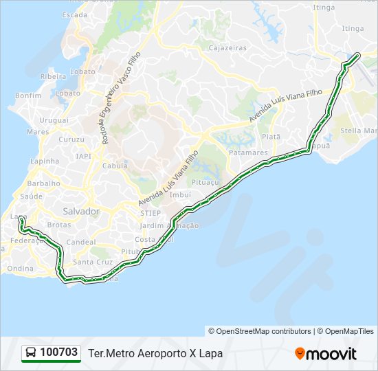Mapa da linha 100703 de ônibus