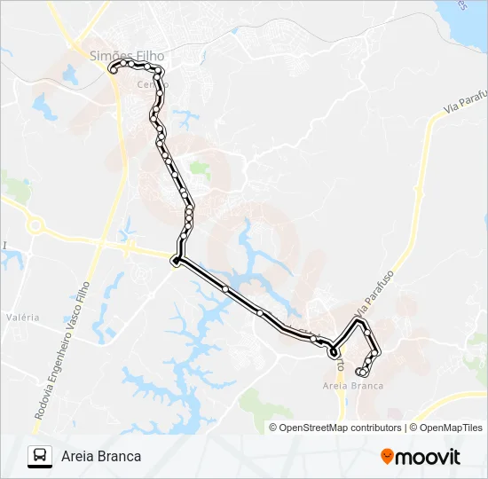 876.URB SIMÕES FILHO - AREIA BRANCA (VIA CEASA) Bus Line Map