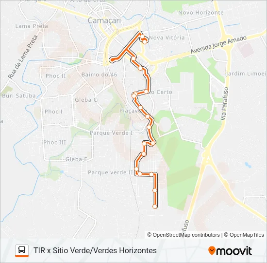 0106 TIR X SITIO VERDE/VERDES HORIZONTES Bus Line Map