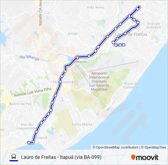 879 LAURO DE FREITAS - ITAPUÃ (VIA BA-099) Bus Line Map