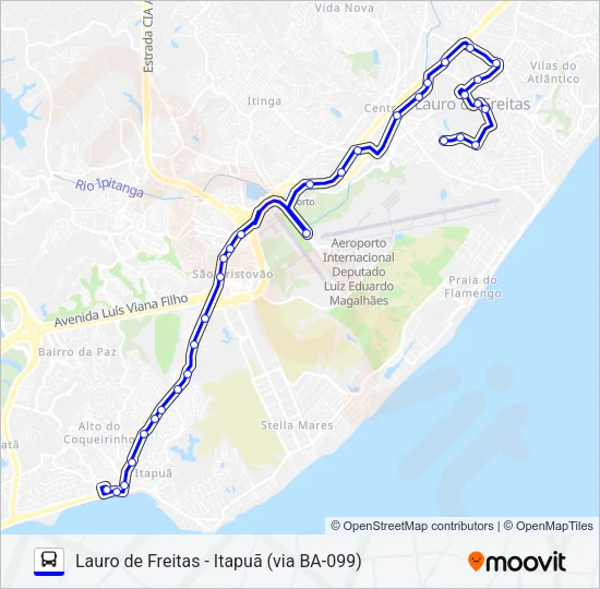 879 LAURO DE FREITAS - ITAPUÃ (VIA BA-099) Bus Line Map