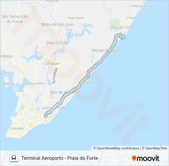 138.URB TERMINAL AEROPORTO - PRAIA DO FORTE Bus Line Map
