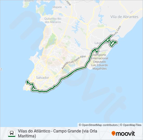 841.URB VILAS DO ATLÂNTICO - CAMPO GRANDE (VIA ORLA MARÍTIMA) bus Line Map