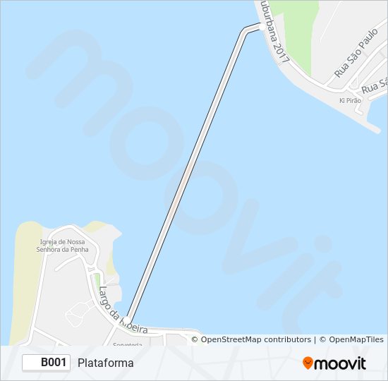 Mapa da linha B001 de barca