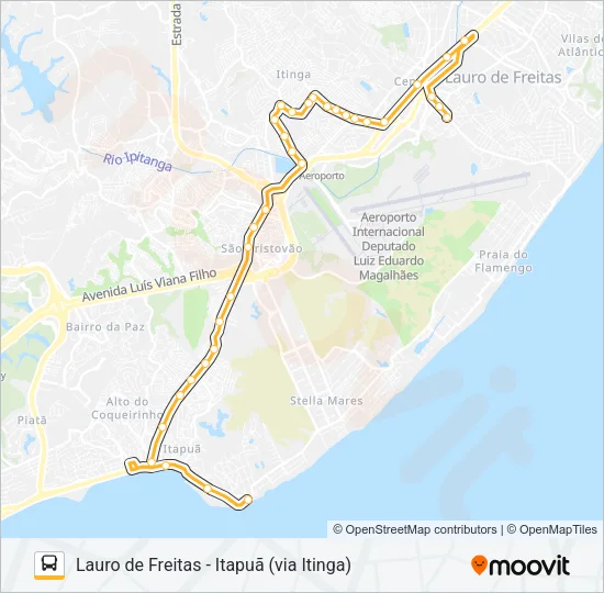 891.URB LAURO DE FREITAS - ITAPUÃ (VIA ITINGA) Bus Line Map