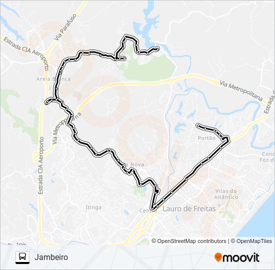 Mapa da linha JAM-001 JAMBEIRO / PORTÃO - QUEIRA DEUS de ônibus
