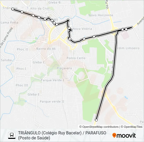 R-34 TRIÂNGULO (COLÉGIO RUY BACELAR) / PARAFUSO (POSTO DE SAÚDE) Bus Line Map