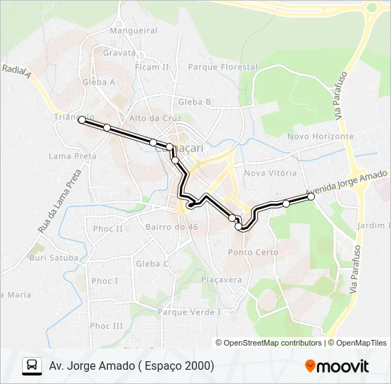 R-01 TRIANGULO (COLÉGIO RUY BACELAR) / AV. JORGE AMADO (ESPAÇO 2000) Bus Line Map