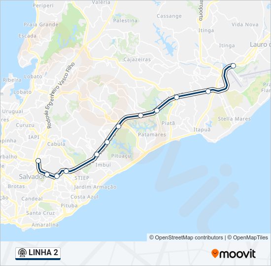 Mapa da linha  2 de metrô