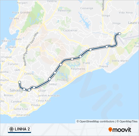 Mapa da linha  2 de metrô