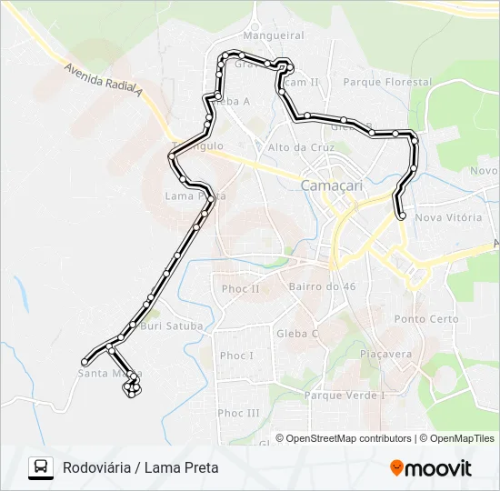 R-07A RODOVIÁRIA /  LAMA PRETA Bus Line Map