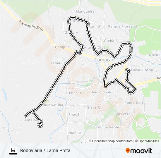 Mapa da linha R-07A RODOVIÁRIA /  LAMA PRETA de ônibus