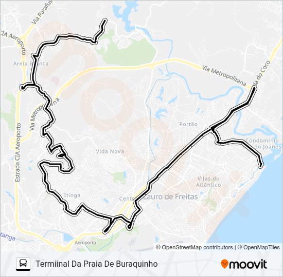 Mapa da linha CAP-004 CAPIARARA / PORTÃO - BURAQUINHO de ônibus