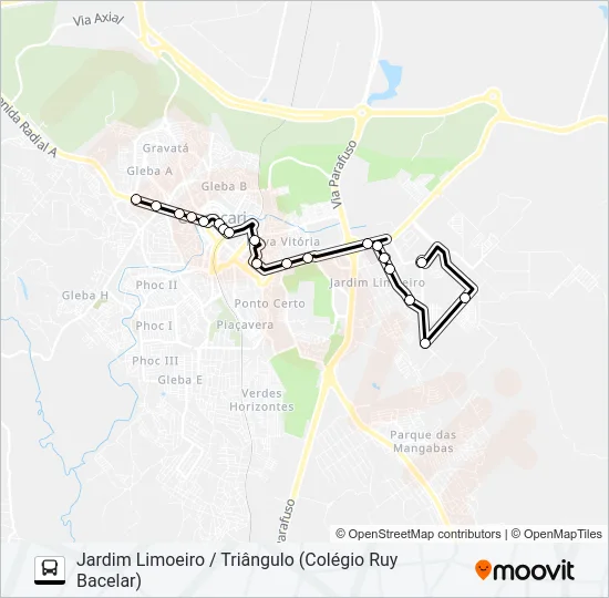 R-14 JARDIM LIMOEIRO / TRIÂNGULO (COLÉGIO RUY BACELAR) Bus Line Map
