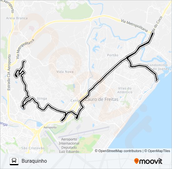 Mapa da linha PSP-005 PARQUE SÃO PAULO / PORTÃO - BURAQUINHO de ônibus