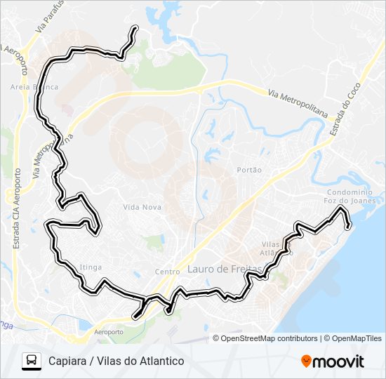 Mapa da linha CAP-006 CAPIARA / VILAS DO ATLANTICO de ônibus