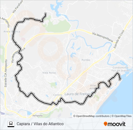 Mapa da linha CAP-006 CAPIARA / VILAS DO ATLANTICO de ônibus
