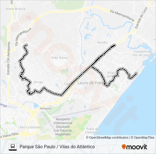 PSP-002 PARQUE SÃO PAULO / VILAS DO ATLÂNTICO Bus Line Map