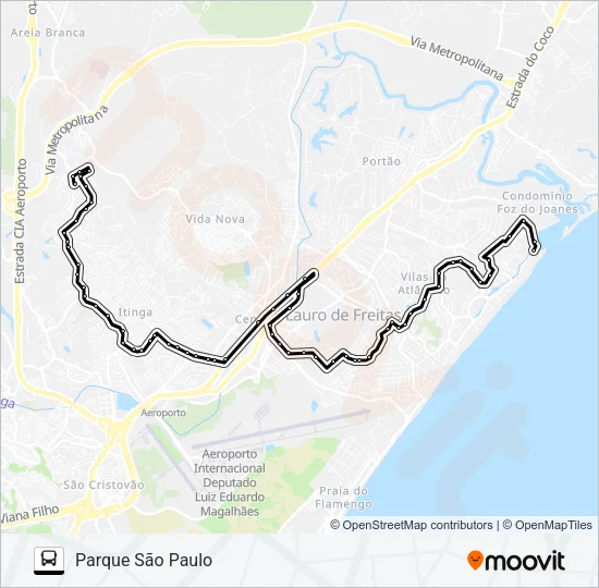 PSP-003 PARQUE SÃO PAULO / ARCANJA - BURAQUINHO  Line Map