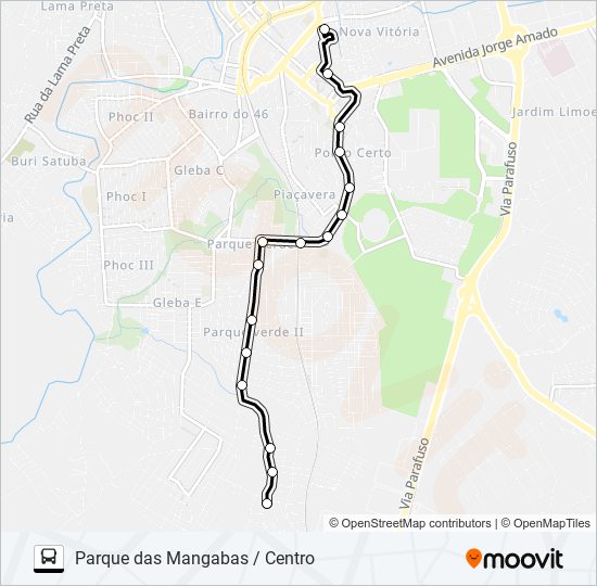 CAM-005 PARQUE DAS MANGABAS / CENTRO bus Line Map