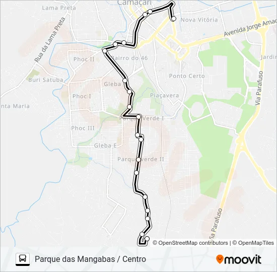CAM-005 PARQUE DAS MANGABAS / CENTRO Bus Line Map