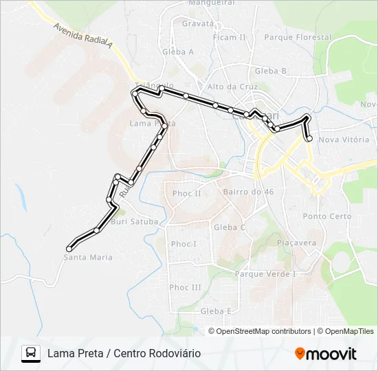 CAM-004 LAMA PRETA / CENTRO RODOVIÁRIO Bus Line Map