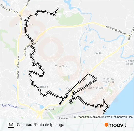 CAP-002 CAPIARARA/PRAIA DE IPITANGA Bus Line Map