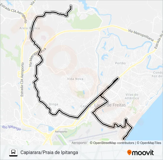 CAP-002 CAPIARARA/PRAIA DE IPITANGA Bus Line Map