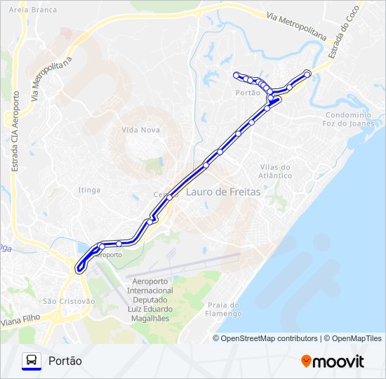 Mapa da linha 854.URB PORTÃO - TERMINAL AEROPORTO de ônibus