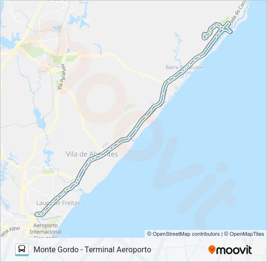 807.URB MONTE GORDO - TERMINAL AEROPORTO Bus Line Map