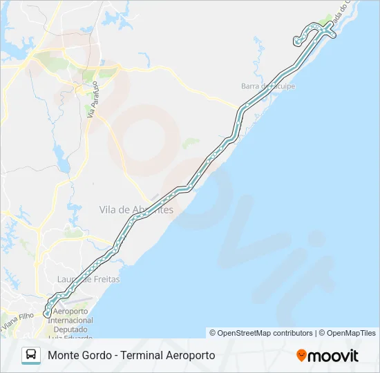 807.URB MONTE GORDO - TERMINAL AEROPORTO Bus Line Map