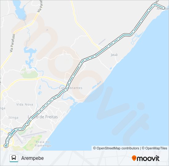 Mapa da linha 857I.URB AREMBEPE - TERMINAL AEROPORTO (VIA BA-099) de ônibus