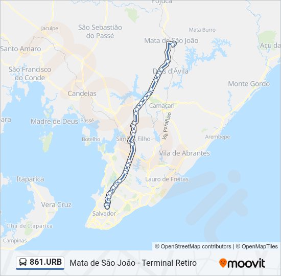 Mapa da linha 861.URB de 
