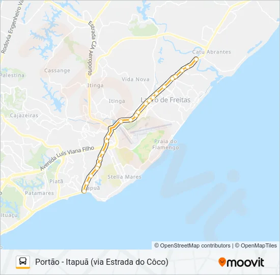 892I.URB PORTÃO - ITAPUÃ (VIA ESTRADA DO CÔCO) Bus Line Map