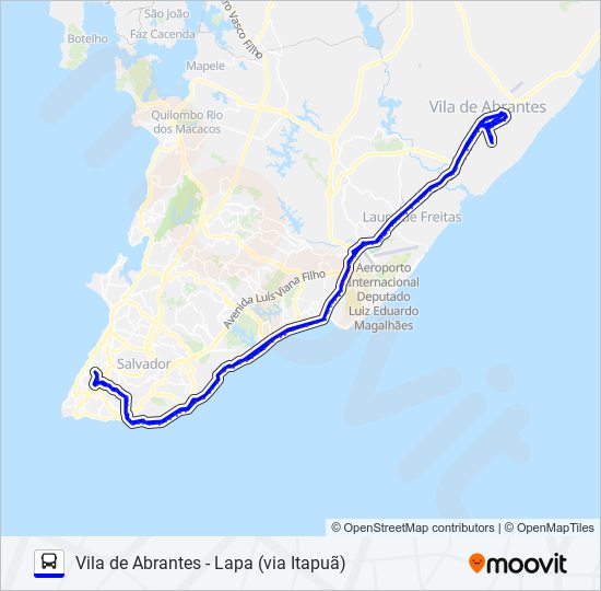 Mapa de 884.URB VILA DE ABRANTES - LAPA (VIA ITAPUÃ) de autobús