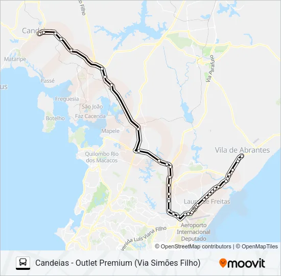 903 CANDEIAS - OUTLET PREMIUM (VIA SIMÕES FILHO) Bus Line Map