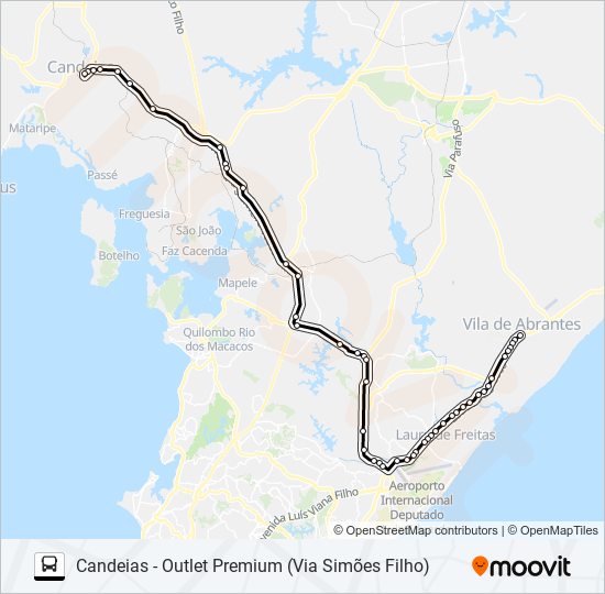 Mapa de 903 CANDEIAS - OUTLET PREMIUM (VIA SIMÕES FILHO) de autobús