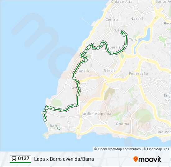 Mapa da linha 0137 de ônibus