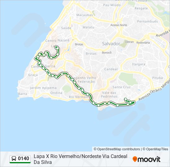Mapa da linha 0140 de ônibus