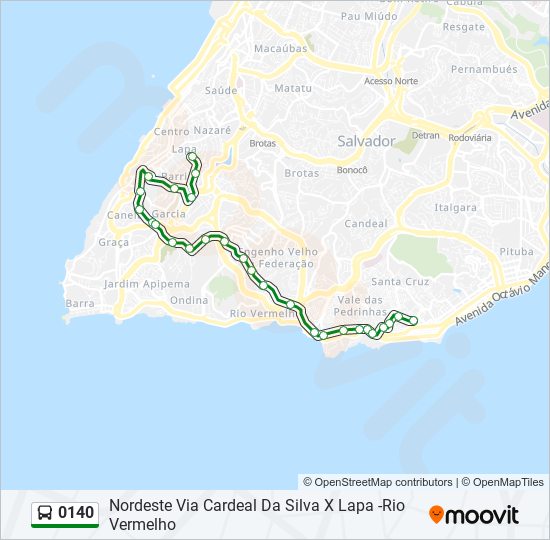 Mapa da linha 0140 de ônibus