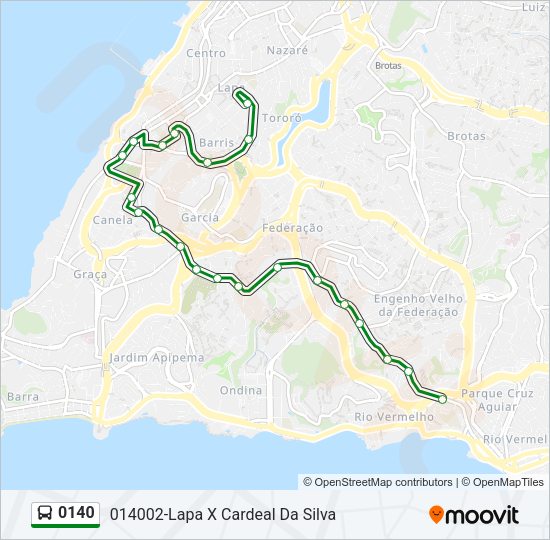 Mapa da linha 0140 de ônibus
