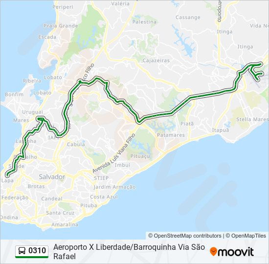 Mapa da linha 0310 de ônibus