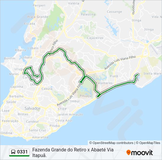 Mapa da linha 0331 de ônibus